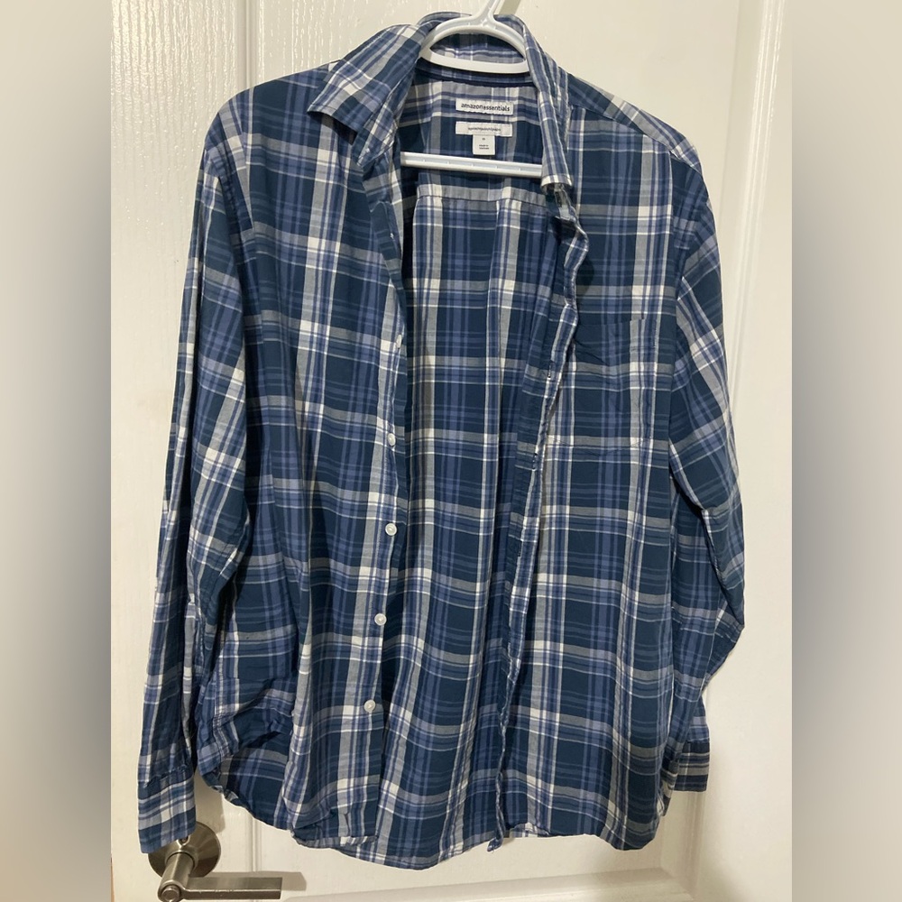 Amazon Essentials Navy Plaid Casual Shirt